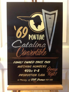 Hand Lettered Show Card - '69 Pontiac Catalina